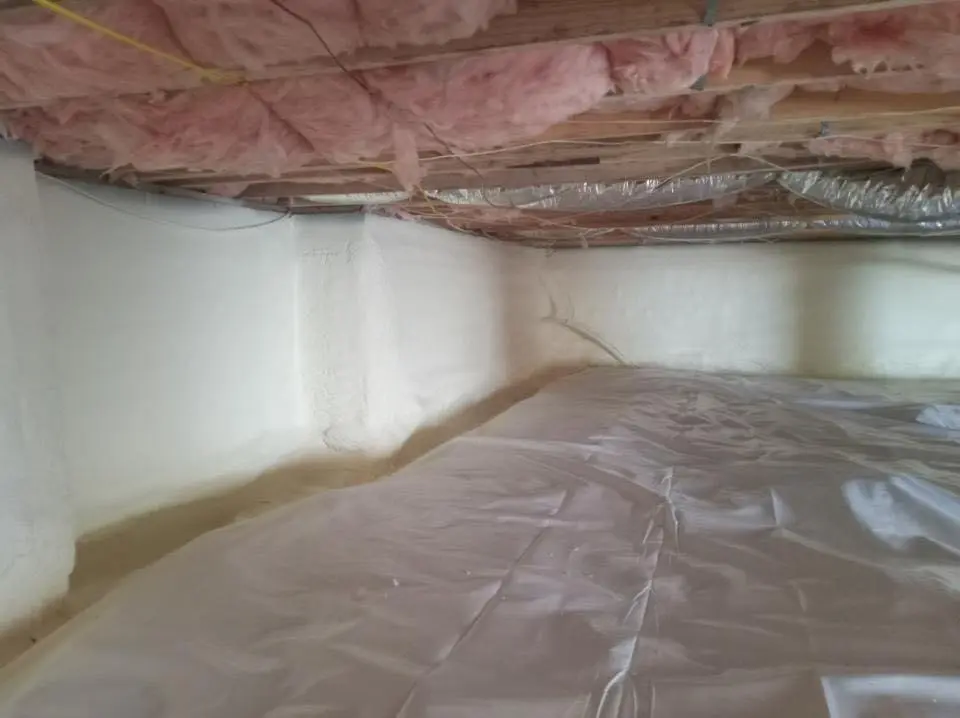 Crawl space encapsulation with closed-cell spray foam for Commercial Roof Restoration in South El Monte